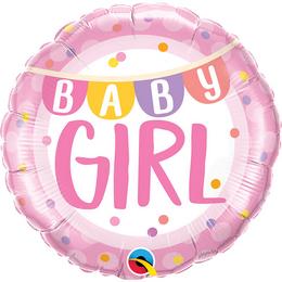 18 inch Baby Girl Banner - Dots fóliový balón k narodeniu bábätka