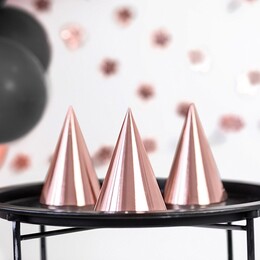 Lesklé Rosegold Party klobúky 6 ks