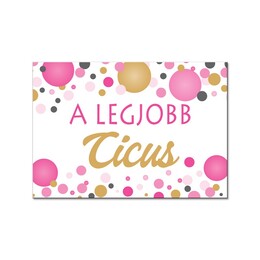 Magnetka s nápisom: A Legjobb Cicus Rózsaszín Konfettis Hűtőmágnes