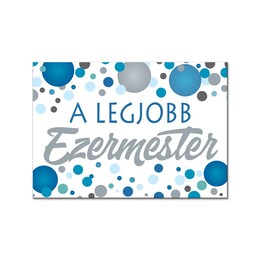 Magnetka s nápisom: A Legjobb Ezermester! Kék Konfettis Hűtőmágnes