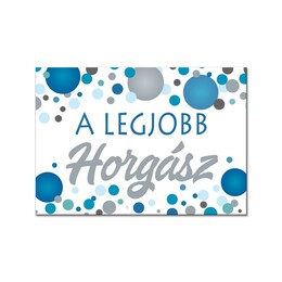 Magnetka s nápisom:A Legjobb Horgász! Kék Konfettis Hűtőmágnes