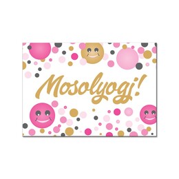 Magnetka s nápisom: Mosolyogj! Rózsaszín Pasztell Konfettis Hűtőmágnes