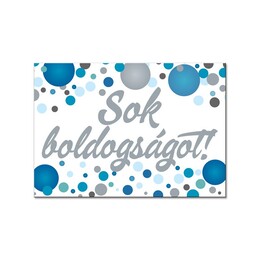 Magnetka s nápisom: Sok Boldogságot! Kék Konfettis Hűtőmágnes