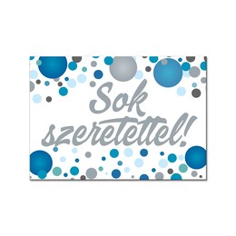 Magnetka s nápisom: Sok Szeretettel! Kék Konfettis Hűtőmágnes