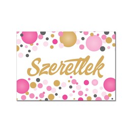Magnetka s nápisom: Szeretlek! Rózsaszín Pasztell Konfettis Hűtőmágnes