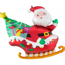 Mikuláš na saniach Super Shape fóliový balón 76cm