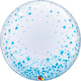 24 inch Deco Bubble balón modrý bodkovaný so vzorom konfety