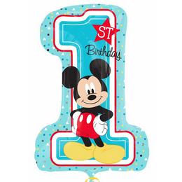 Modrý fóliový balón myšiak Mickey k prvým narodeninám, 71 cm