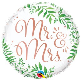 Mr & Mrs Elegantný svadobný fóliový balón 46cm