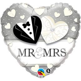 Fóliový svadobný balón - Mr. a Mrs., 46 cm