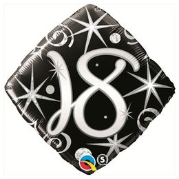 18 inch Elegant Sparkles and Swirls narodeninový fóliový balón s číslom 18