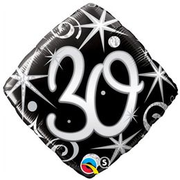 18 inch Elegant Sparkles and Swirls narodeninový fóliový balón s číslom 30