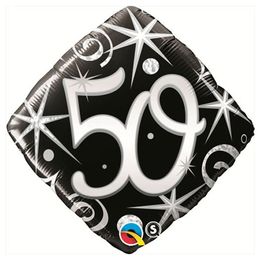 18 inch Elegant Sparkles and Swirls narodeninový fóliový balón s číslom 50