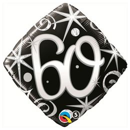 18 inch Elegant Sparkles and Swirls narodeninový fóliový balón s číslom 60