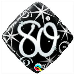 18 inch Elegant Sparkles and Swirls narodeninový fóliový balón s číslom 80