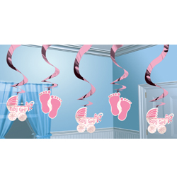 Dievčenská baby závesná dekorácia na špirálach - 60 cm, 5 ks/bal