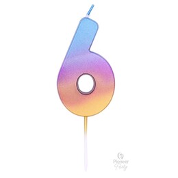 Narodeninová sviečka dúhová ombre číslo 6 -7cm