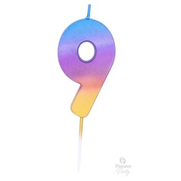 Narodeninová sviečka dúhová ombre číslo 9 -7cm
