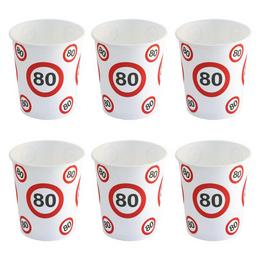 Narodeninové party poháre so vzorom zákazovej dopravnej značky s číslom 80 - 250 ml, 6 ks
