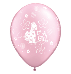 11 inch It is A Girl Soft Pony Prl Pink ružový balón k narodeniu dieťaťa (25 ks/bal)