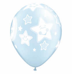 11 inch Baby Moon and Stars Pearl Light Blue modrý balón k narodeniu dieťaťa (25 ks/bal)