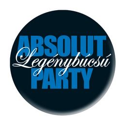 Odznak s maďarským nápisom Absolut Legénybúcsú Party - 5,5 cm