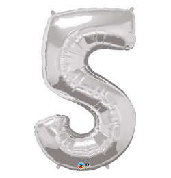 34 inch Number 5 Silver - strieborný fóliový balón číslo 5