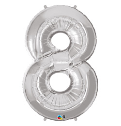 34 inch Number 8 Silver - strieborný fóliový balón číslo 8