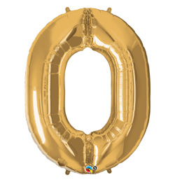 34 inch Number 0 Gold - zlatý fóliový balón číslo 0