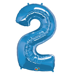 34 inch Number 2 Sapphire Blue - zafírovo modrý fóliový balón číslo 2