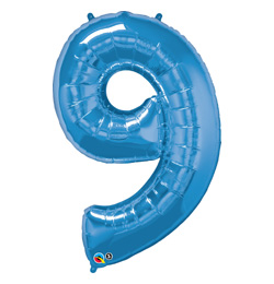 34 inch Number 9 Sapphire Blue - zafírovo modrý fóliový balón číslo 9