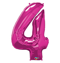 34 inch Number 4 Magenta - sýto ružový fóliový balón číslo 4