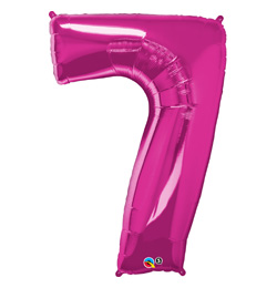 34 inch Number 7 Magenta - sýto ružový fóliový balón číslo 7