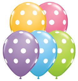 11 inch Big Polka Dots Assorted balón s bodkami (25 ks/bal)