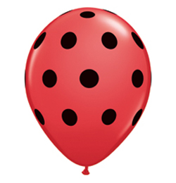 11 inch Big Polka Dots Red/Black červený balón s čiernymi bodkami (25 ks/bal)