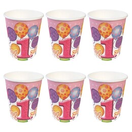 Party poháre s maďarským nápisom Boldog 1. Szülinapot! pre dievčatko - 250 ml, 6 kusov