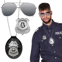 Policajný set - odznaky a okuliare 