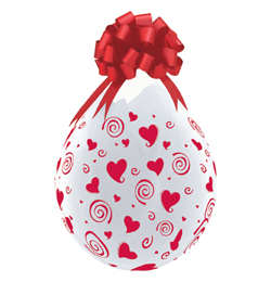 18 inch Swirling Hearts-A-Round balón na plnenie s červenými srdiečkami (25 ks/bal)