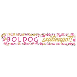 Ružový narodeninový banner Boldog Szülinapot!- 148 cm x 27 cm