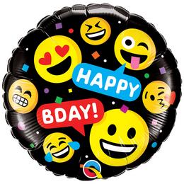 18 inch Smileys Happy Birthday! narodeninový fóliový balón so smajlíkom 