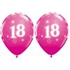 11 inch balón na narodeniny s číslom 18 Sparkle-A-Round Wild Berry (25 ks/bal)