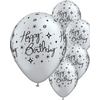 11 inch balón na narodeniny Birthday Elegant Sparkles Silver (6 ks/bal)