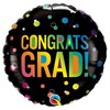 18 inch fóliový balón na promócie Congrats Grad Ombre Dots, 46 cm