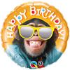 18 inch fóliový balón na narodeniny Happy Birthday Smile opica so slnečným okuliarom