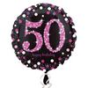 18 inch Happy Birthday Pink Celebration Prismatic fóliový balón k 50. narodeninám