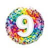18 inch-Rainbow Confetti narodeninový balón číslo 9