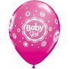 Balón na narodenie bábätka - Baby Girl Dots, bodkovaný, ružový, 28 cm, 6 ks