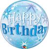 Bubble balón k narodeninám Birthday Blue Starburst Sparkle, 22 inch