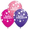 16 inch Big Polka Dots balóny s maďarským nápisom Boldog Szülinapot v dievčenských farbách, (25 ks/balenie)