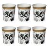 Elegantné papierové party poháre k 80. narodeninám s motívom balónov - 250 ml, 6 ks